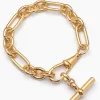 Large Gold Watch Clipt Bracelet with T-bar