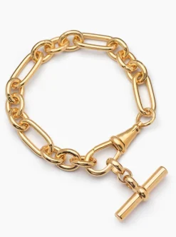 Large Gold Watch Clipt Bracelet with T-bar