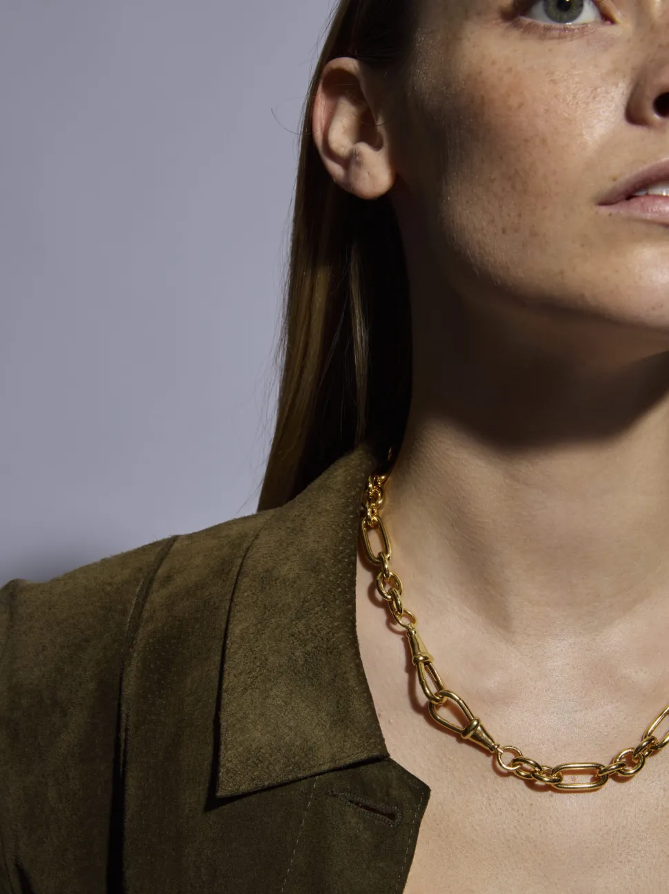 Large Gold Watch Clipt Necklace