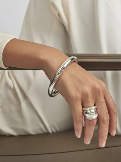 Large Plain Silver Bangle
