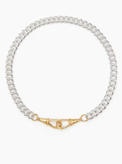 Large Silver and Gold Curb Clipt Necklace