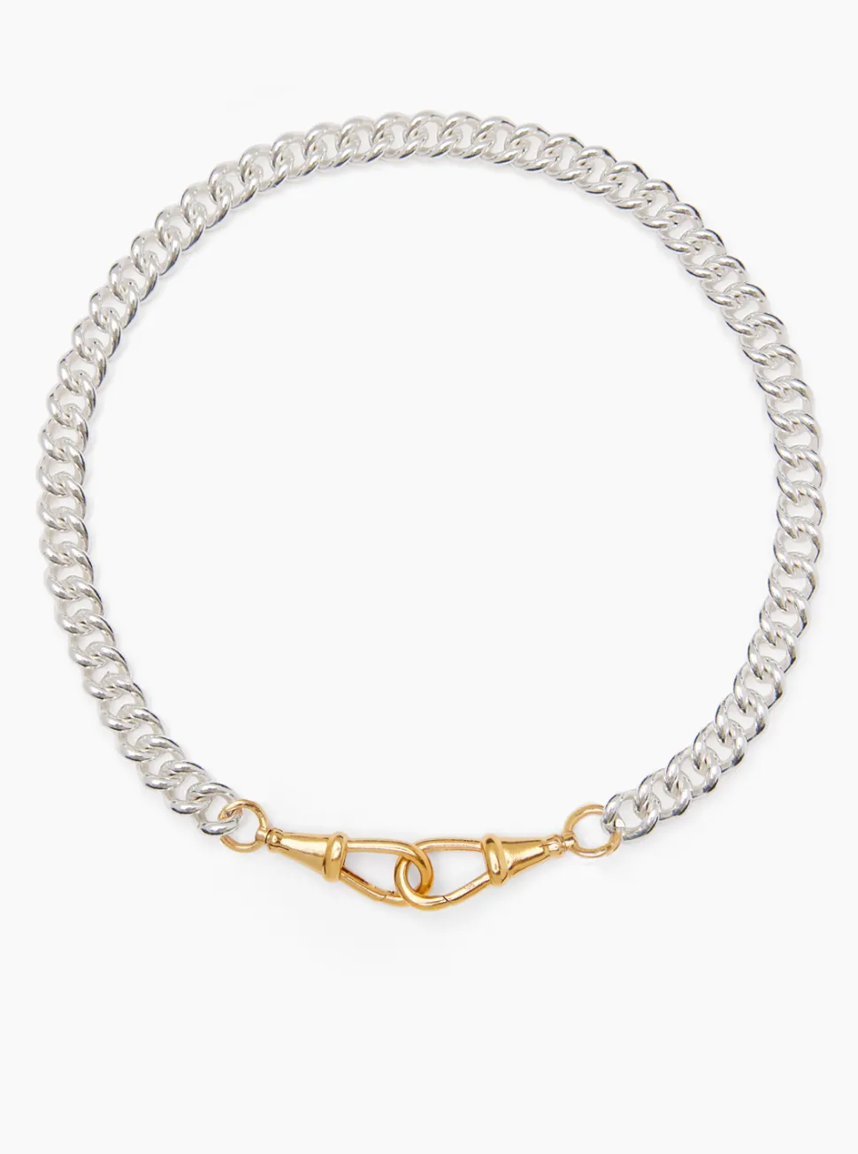 Large Silver and Gold Curb Clipt Necklace