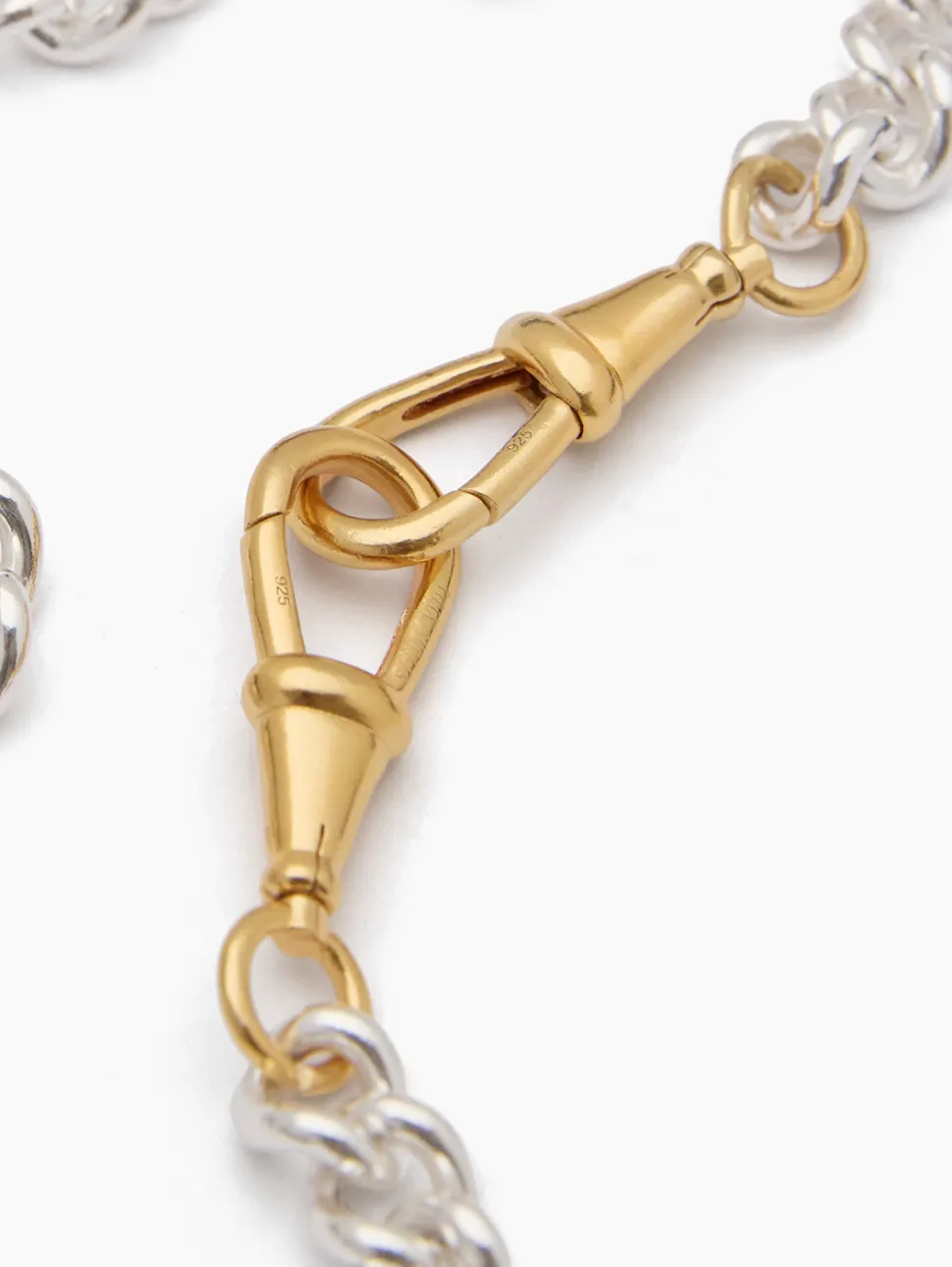 Large Silver and Gold Curb Clipt Necklace