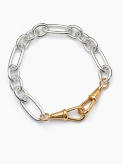Large Silver and Gold Watch Double Clipt Bracelet