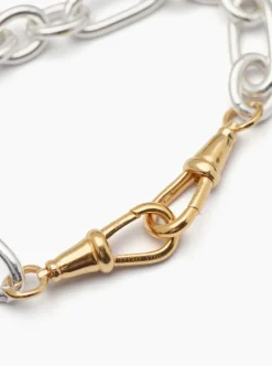 Large Silver and Gold Watch Double Clipt Bracelet