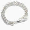 Large Silver Curb Clipt Bracelet