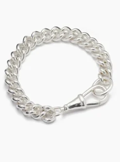 Large Silver Curb Clipt Bracelet