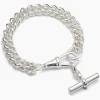 Large Silver Curb Clipt Bracelet with T-bar