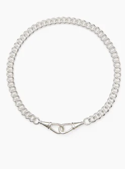 Large Silver Curb Clipt Necklace