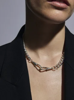 Large Silver Curb Clipt Necklace