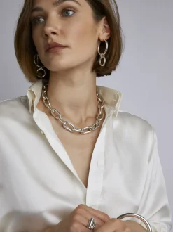 Large Silver Oval Link Necklace