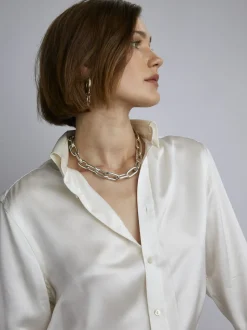Large Silver Oval Link Necklace