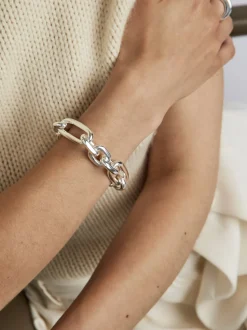 Large Silver Plated Watch Chain Bracelet