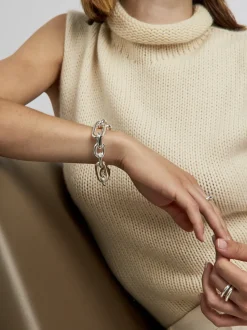 Large Silver Plated Watch Chain Bracelet