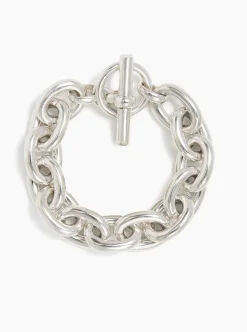 Large Silver Round Linked Bracelet