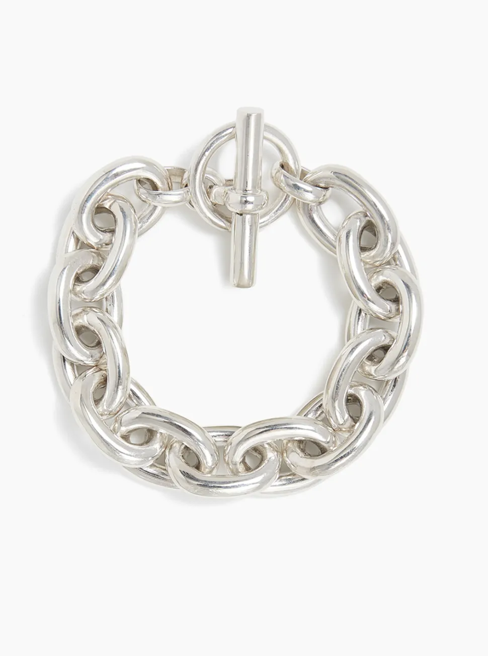 Large Silver Round Linked Bracelet