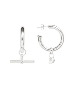 Large Silver T-Bar Earrings