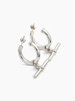 Large Silver T-Bar Earrings