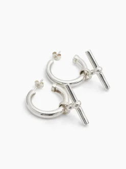 Large Silver T-Bar Earrings