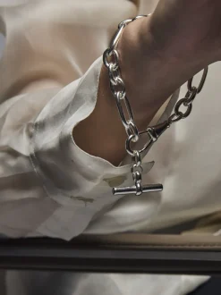 Large Silver Watch Clip Bracelet with T-bar