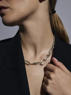 Large Silver Watch Clipt Necklace