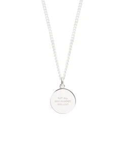 Large Solid Sterling Silver Compass / Not All Who Wander Necklace