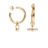 Medium Gold T-Bar Earrings