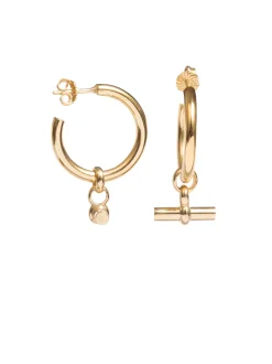 Medium Gold T-Bar Earrings