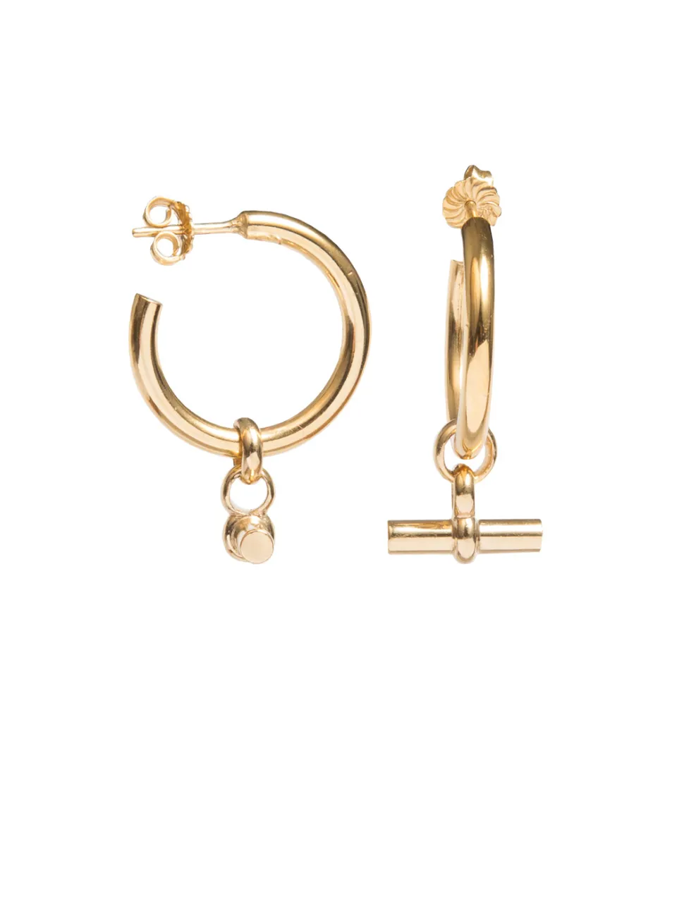 Medium Gold T-Bar Earrings