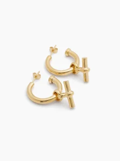 Medium Gold T-Bar Earrings