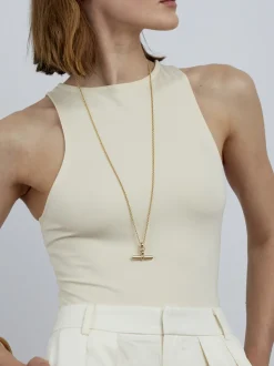 Medium Gold T-Bar On Belcher Chain