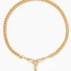 Medium Gold T-bar on Medium Curb Clipt Necklace