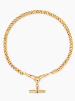 Medium Gold T-bar on Medium Curb Clipt Necklace