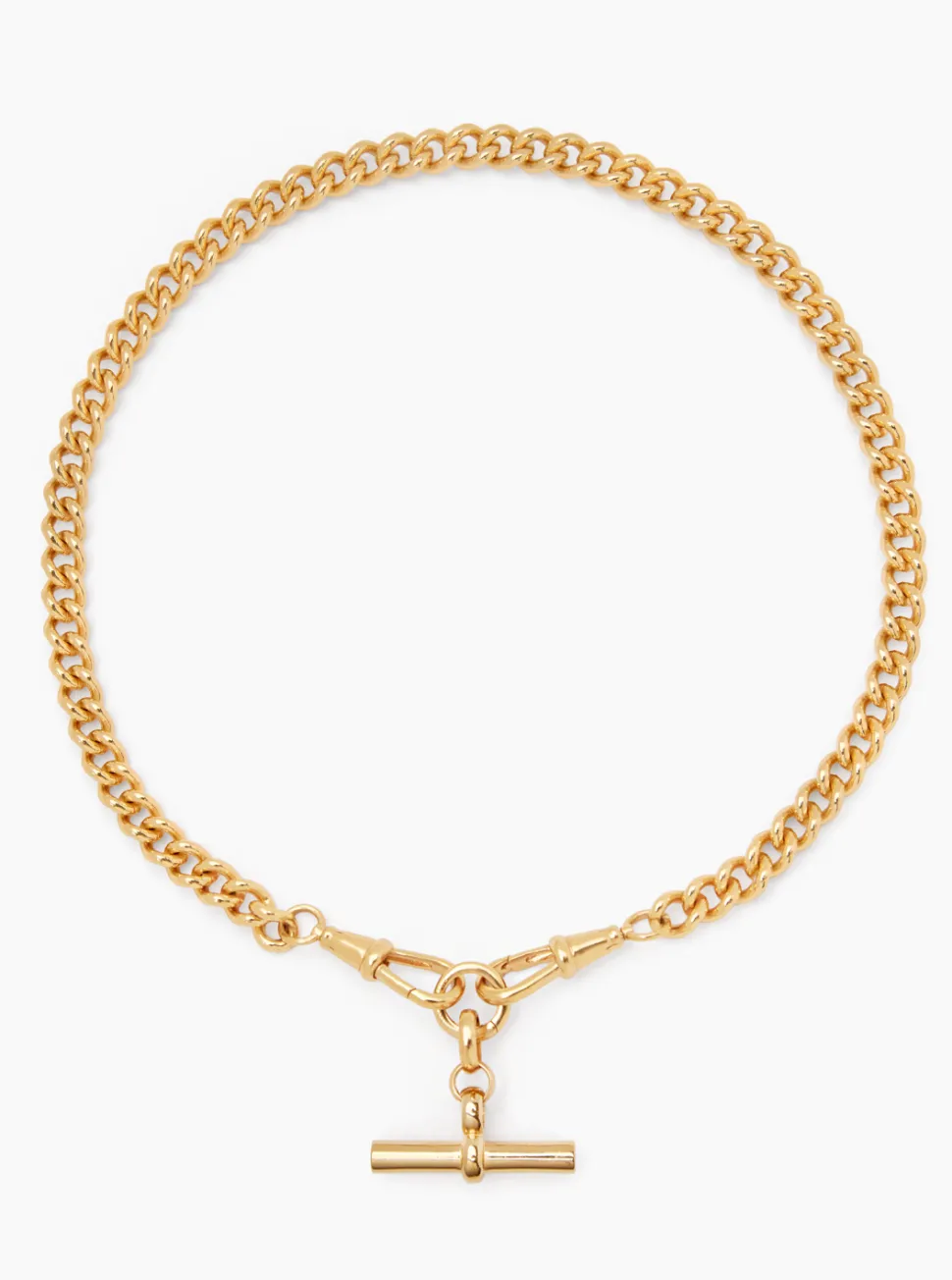 Medium Gold T-bar on Medium Curb Clipt Necklace