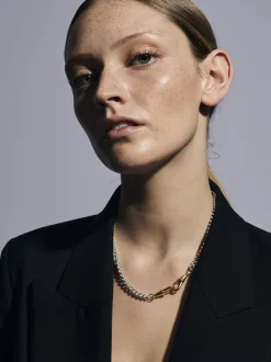 Medium Silver and Gold Curb Clipt Necklace