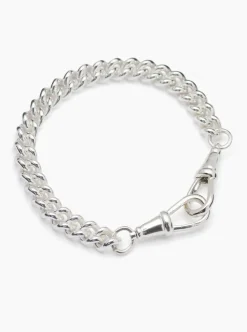 Medium Silver Curb Clipt Bracelet