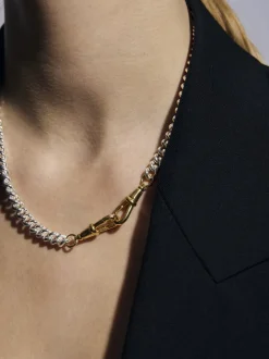 Medium Silver Curb Clipt Necklace