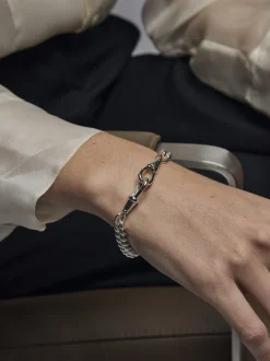Medium Silver Curb Clipt Bracelet