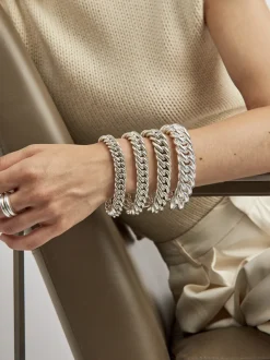 Medium Silver Curb Linked Bracelet