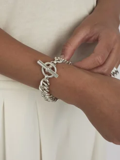 Medium Silver Curb Linked Bracelet