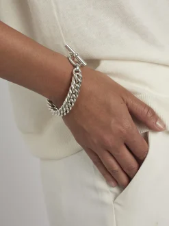 Medium Silver Curb Linked Bracelet