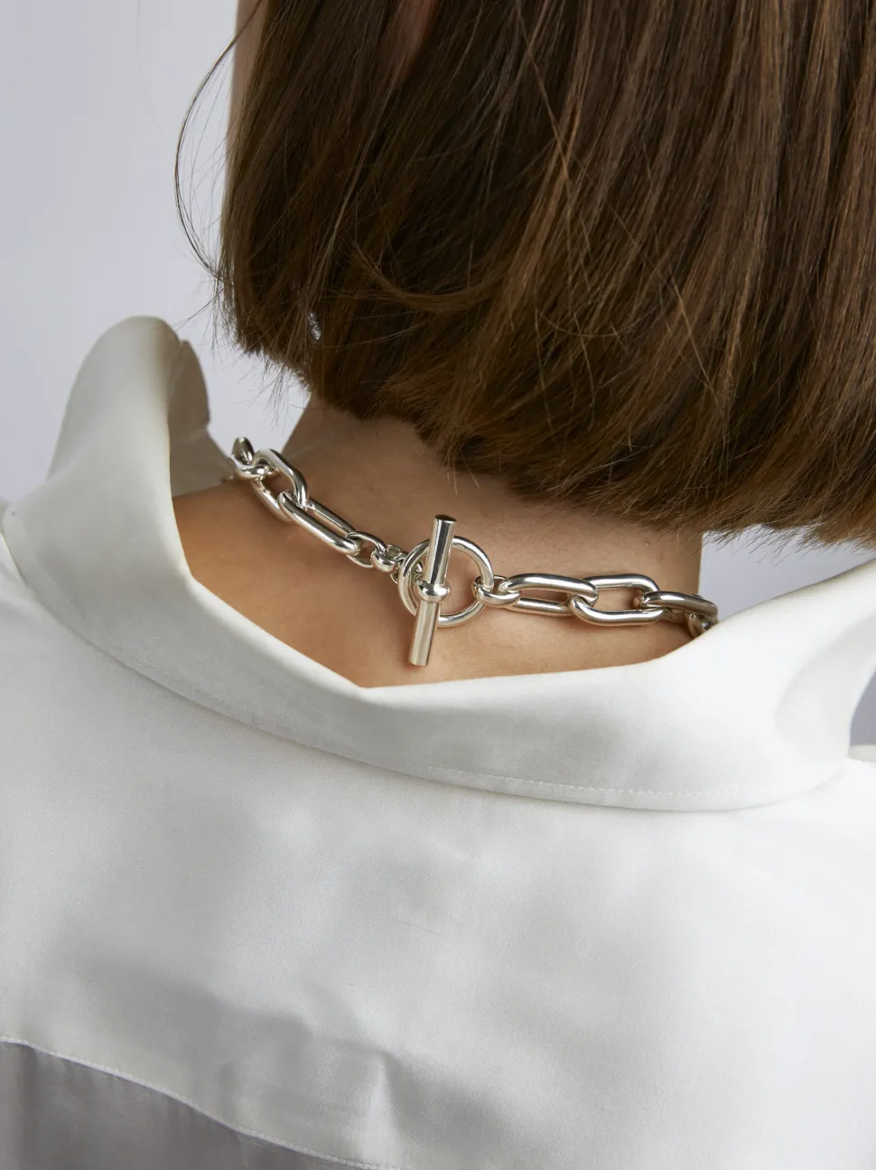 Medium Silver Oval Chain Necklace