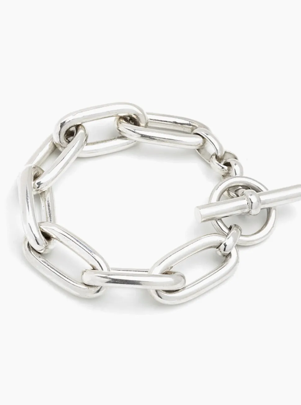 Medium Silver Oval Linked Bracelet