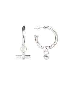 Medium Silver T-Bar Earrings
