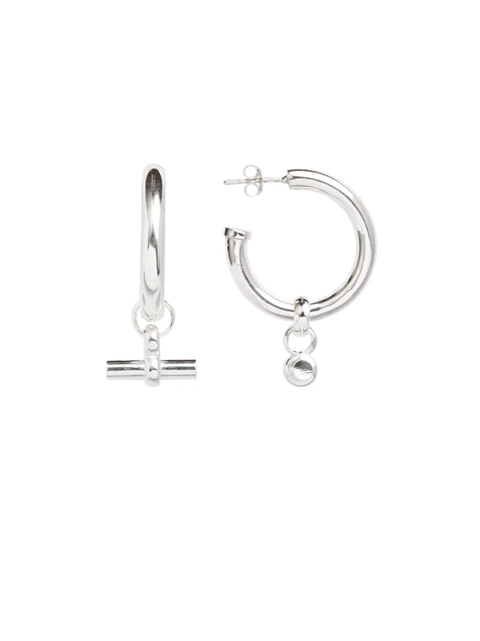 Medium Silver T-Bar Earrings
