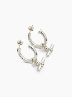 Medium Silver T-Bar Earrings