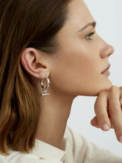 Medium Silver T-Bar Earrings
