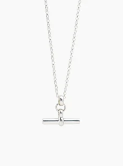 Medium Silver T-Bar On Belcher Chain