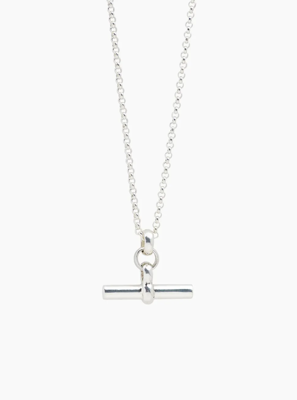 Medium Silver T-Bar On Belcher Chain