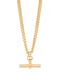 Men's Gold Chunky T-Bar Curb Link Necklace